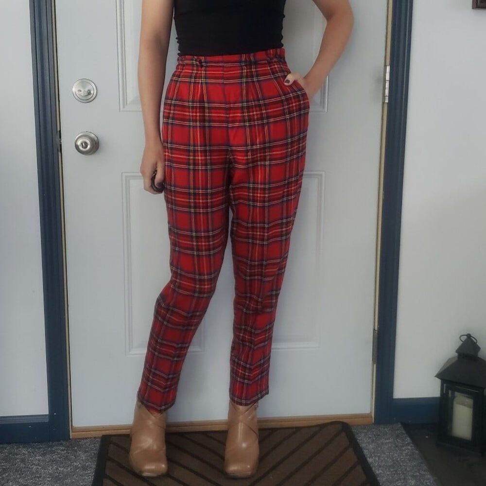 60s Handmade‎ Red Plaid Pants